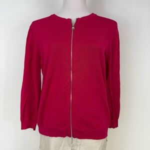 Lord & Taylor‎ Context Vibrant Pink Zip-Up Cardigan